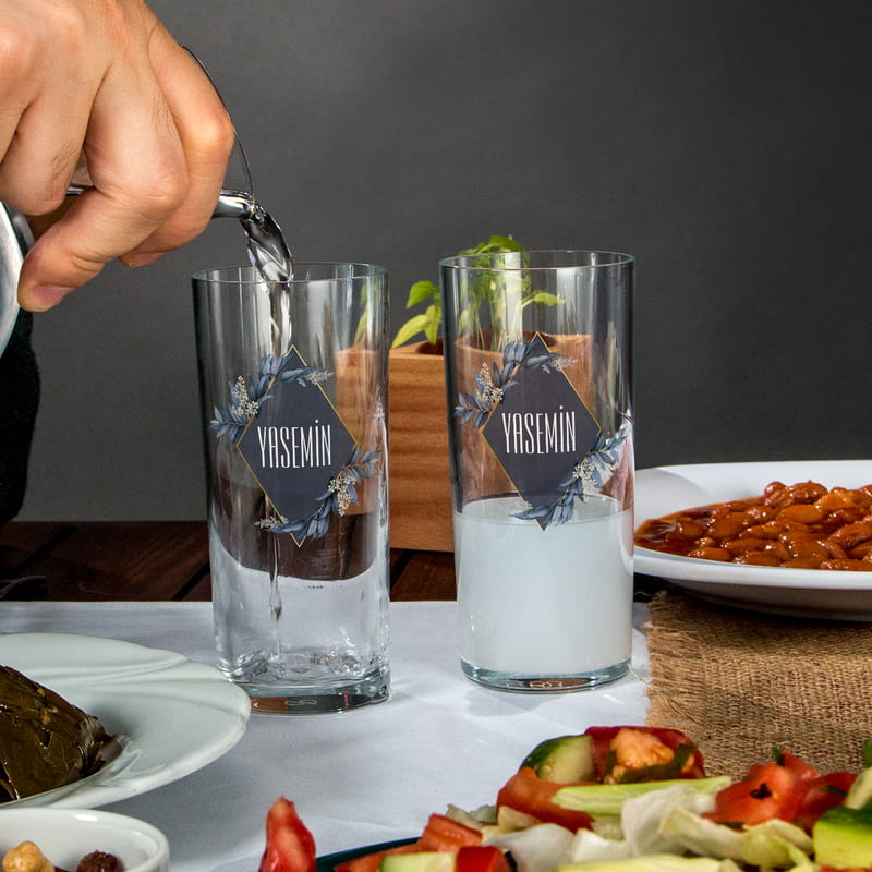 Kişiye Özel İsim Yazılı Dekoratif Rakı Kadehi Seti