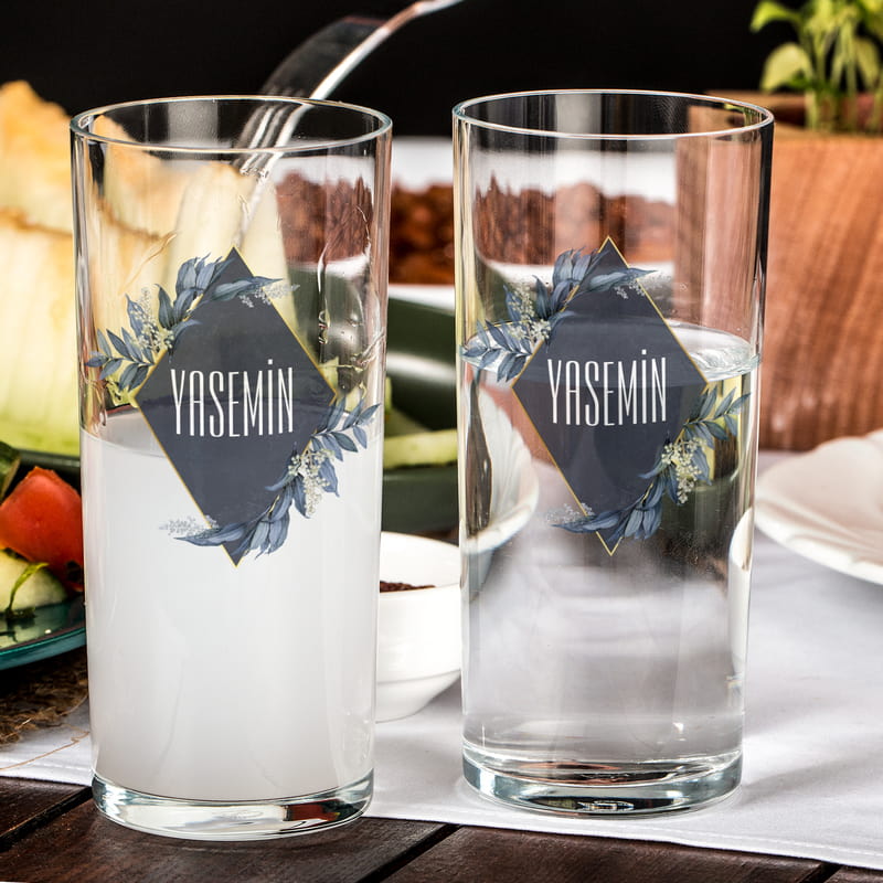 Kişiye Özel İsim Yazılı Dekoratif Rakı Kadehi Seti