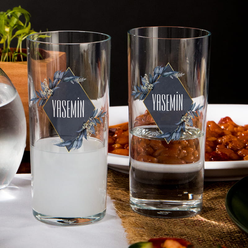 Kişiye Özel İsim Yazılı Dekoratif Rakı Kadehi Seti