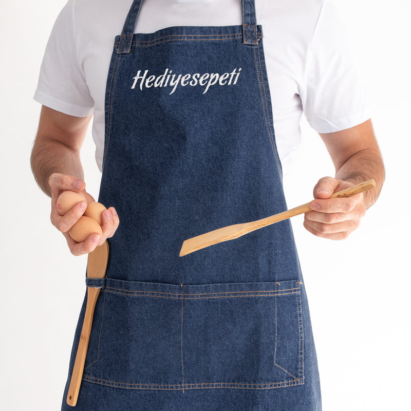 Kurumsal Logo Nakış İşlemeli Kot Mutfak Önlüğü