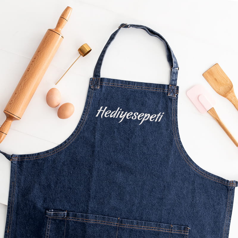 Kurumsal Logo Nakış İşlemeli Kot Mutfak Önlüğü