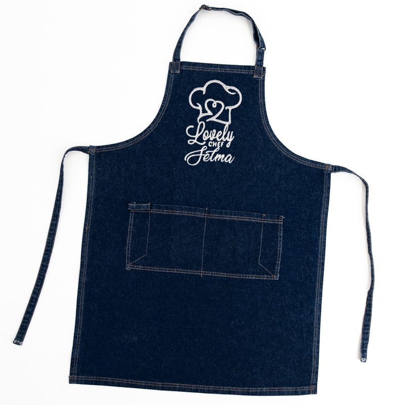 Lovely Chef Mesajlı İsme Özel Kot Aşçı Önlüğü