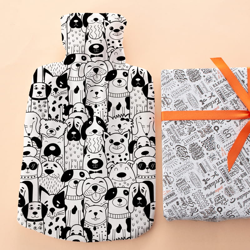 Minimal Sevimli Köpek Tasarımlı Sıcak Su Torbası