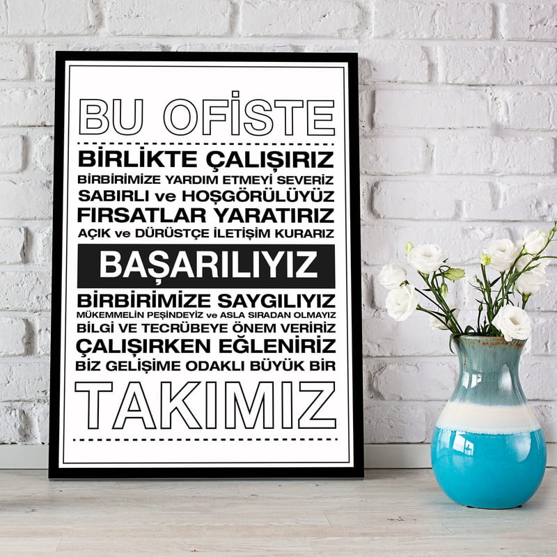 Ofise Motivasyon Panosu 30x40 Kurumsal Hediyelik Kanvas Tablo