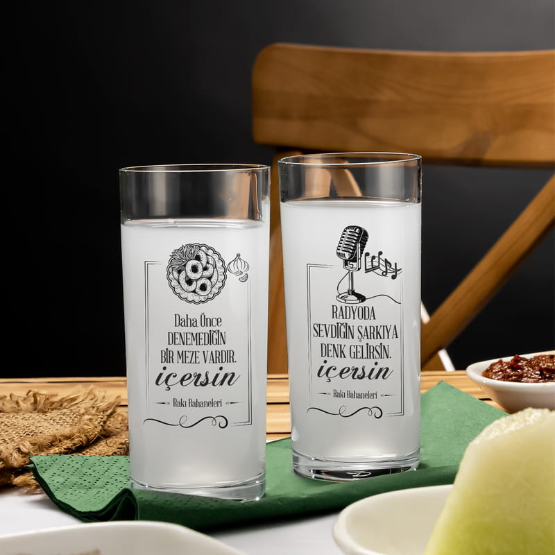 Rakı Bahaneleri Esprili 6'lı Rakı Kadehi & Karaf Seti