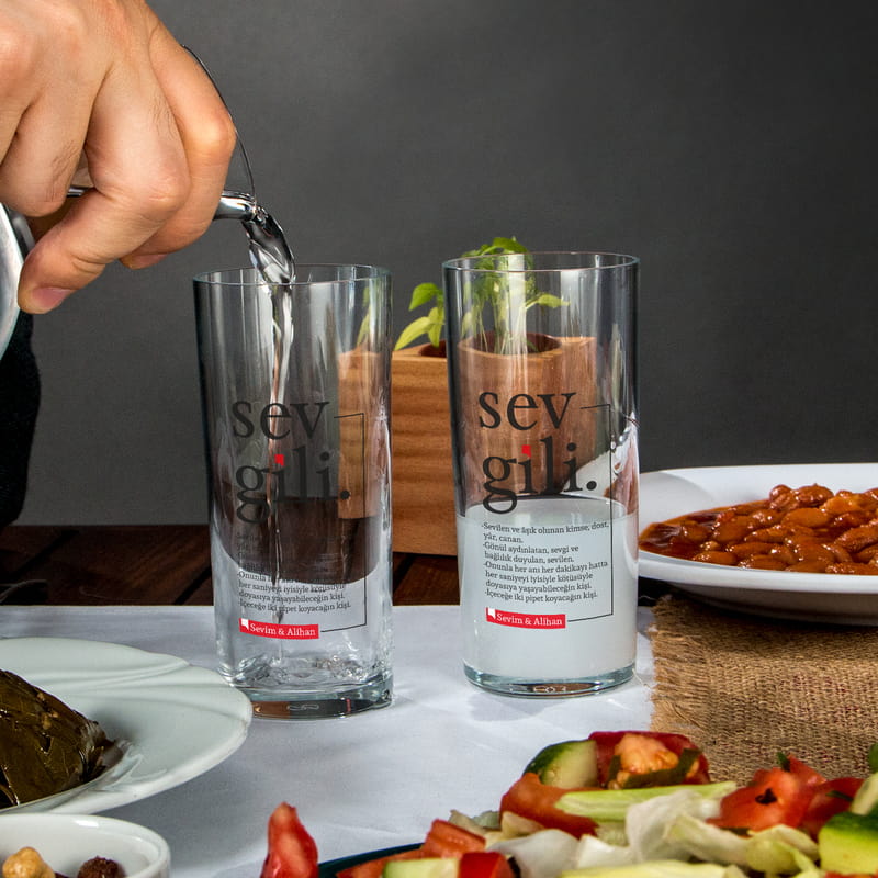 Sevgili Kelime Anlamlı İsme Özel Rakı Kadehi Seti