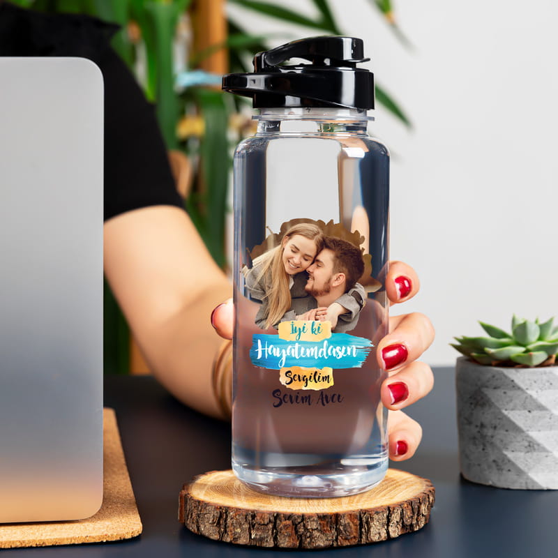 Sevgiliye Hediye Fotoğraf Baskılı Spor Su Matarası