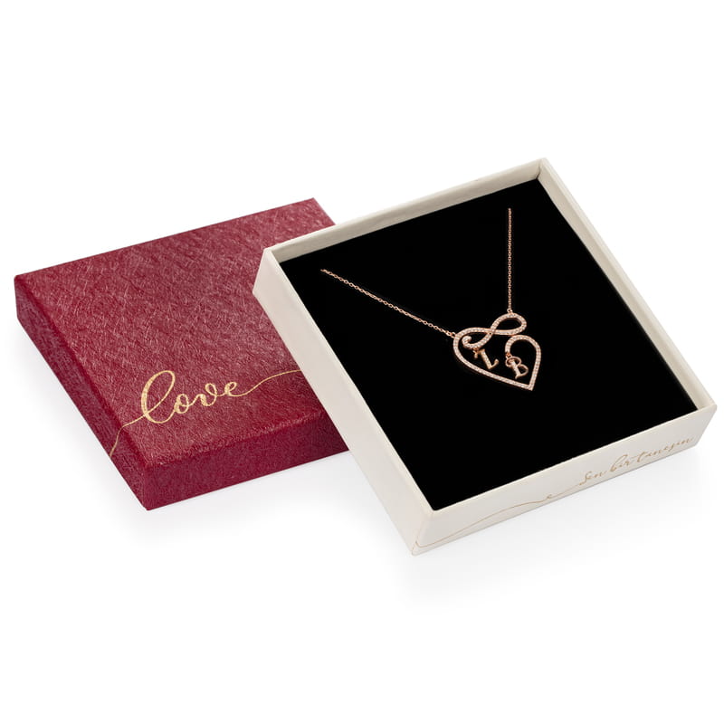 Sevgiliye Hediye Kişiye Özel Harfli Kalp Sonsuzluk Gümüş Kolye