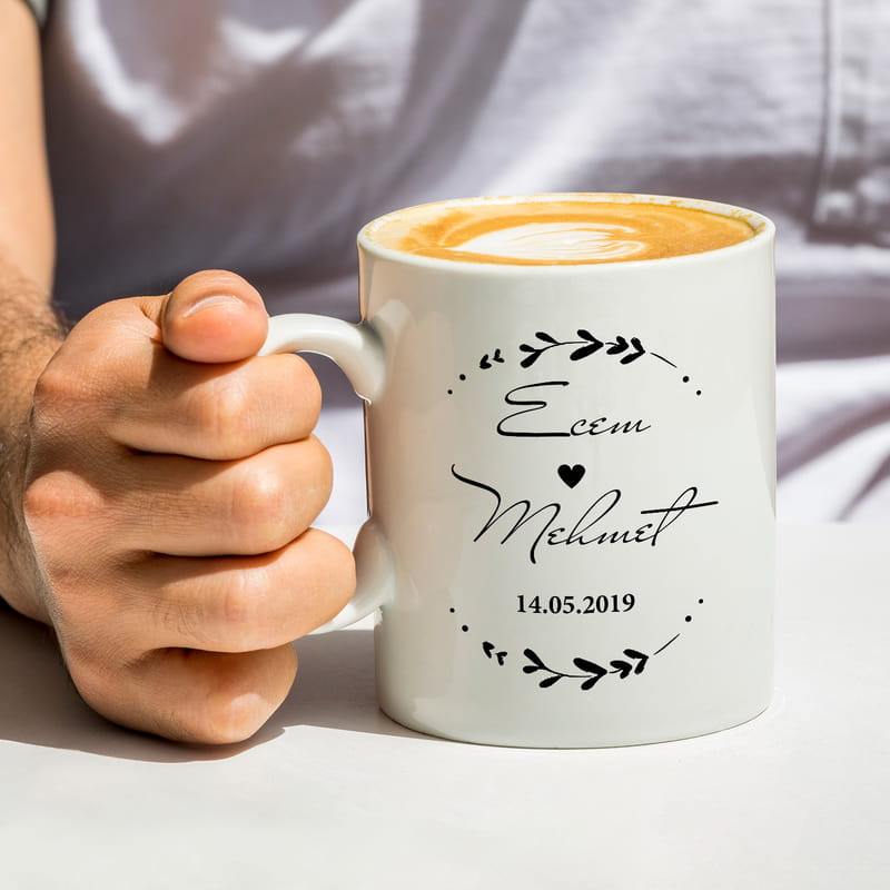 Sevgiliye Yıldönümü Hediyesi İsim Yazılı Kahve Kupası
