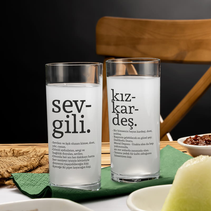 Sözlük Serisi Kelime Anlamı 6'lı Rakı Kadehi ve Karaf Seti