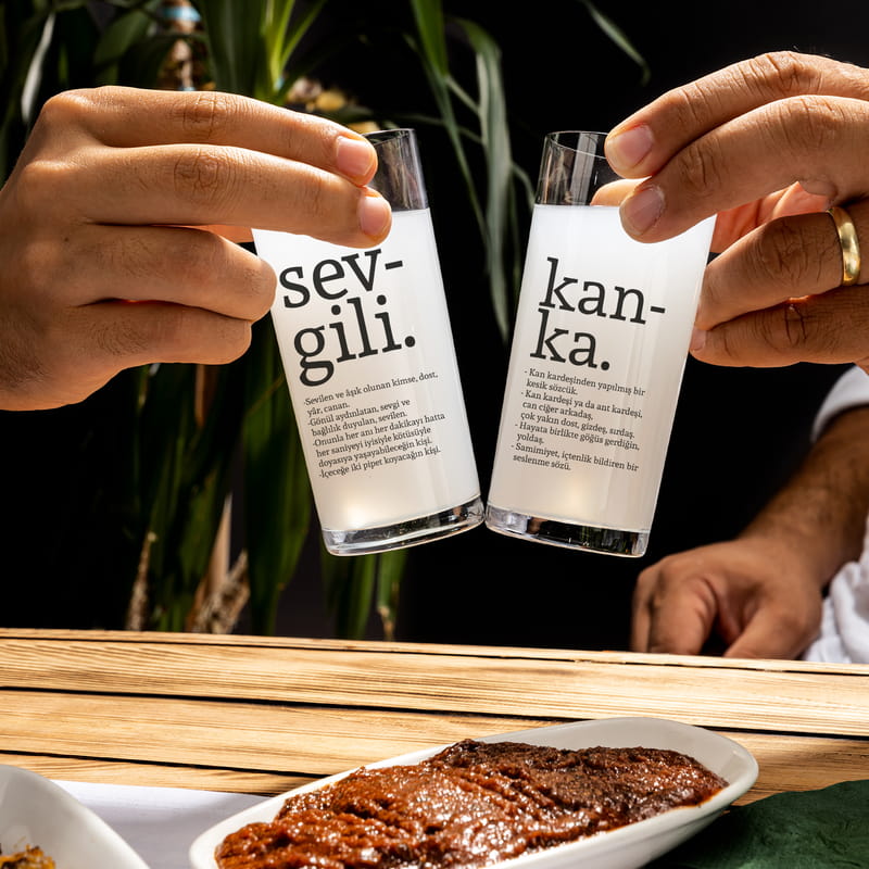 Sözlük Serisi Kelime Anlamı 6'lı Rakı Kadehi ve Karaf Seti