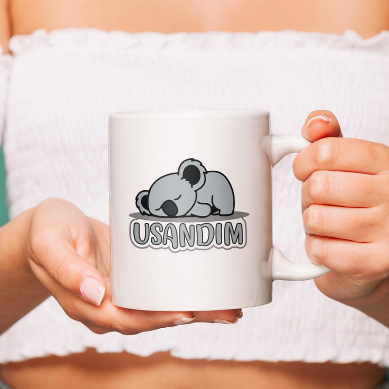 Usandım Koala Tasarımlı Esprili Hediye Porselen Kupa
