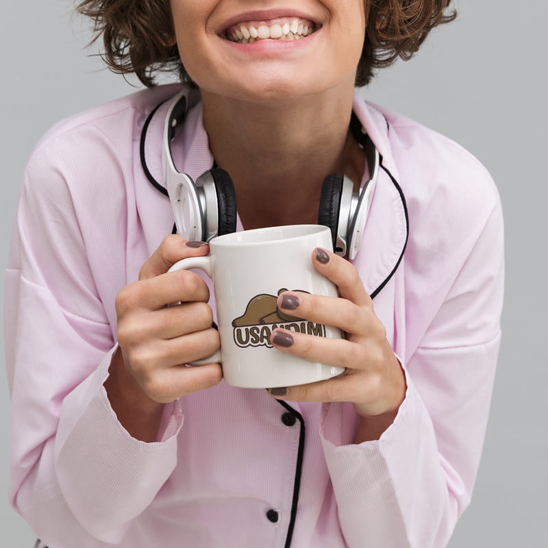 Usandım Mesajlı Sevimli Yorgun Ayı Hediye Porselen Kupa