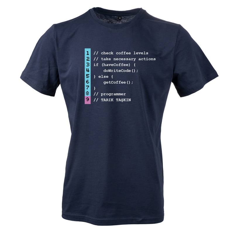 Yazılımcı Arkadaşa Hediye Kod Tasarımlı Baskılı Tişört - %100 Pamuklu Kumaş