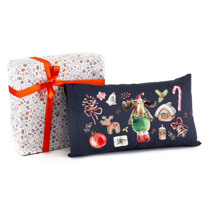 Yılbaşı Hediyesi Suluboya Desenli Yastık