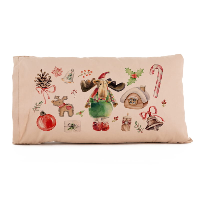 Yılbaşı Hediyesi Suluboya Desenli Yastık