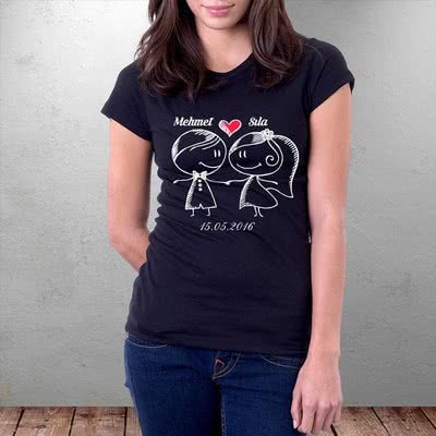 Sevgiliye Hediye Baskılı T-Shirt