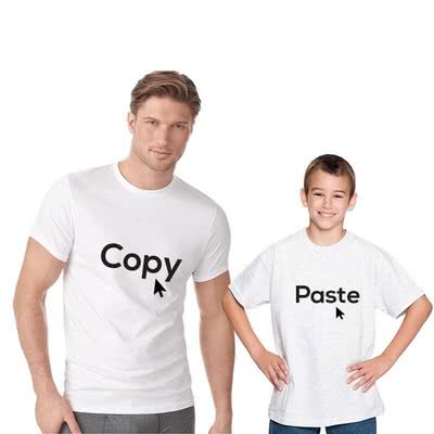 Copy Paste Baba Çocuk Çift Tişörtü - %100 Pamuklu Kumaş