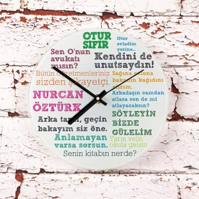 Öğretmene Hediye Klasik Sözler Duvar Saati