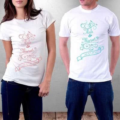 Sevgililere Özel İsim Yazılı T-shirt