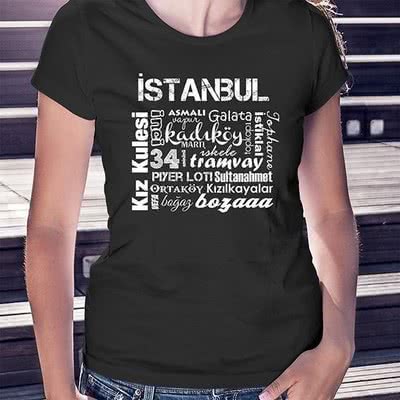 İstanbul Severlere Özel Baskılı İstanbul Tişörtü