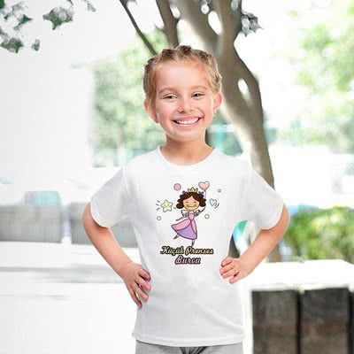 Küçük Prenseslere Özel Baskılı İsim Yazılı Tişört - %100 Pamuklu Kumaş