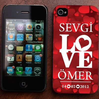 Love Desenli iPhone 4-4s Kabı