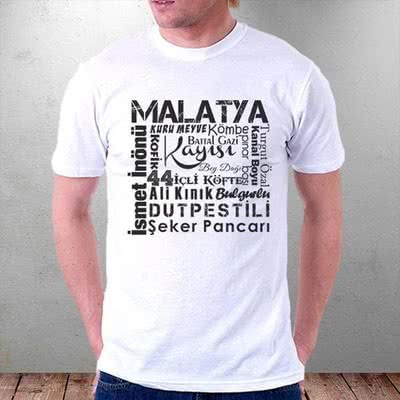 Malatya Şehir Özellikleri Tasarımlı Tişört - %100 Pamuklu Kumaş