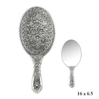 Papatya Motifli Gümüş Ayna