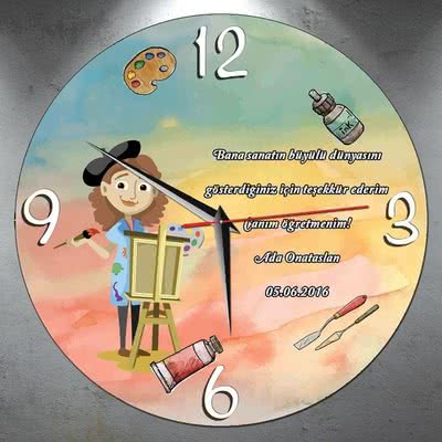 Çocuklara Özel Ressam Figürlü Saat
