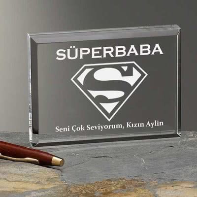 Babaya Süper Baba Yazılı Plaket