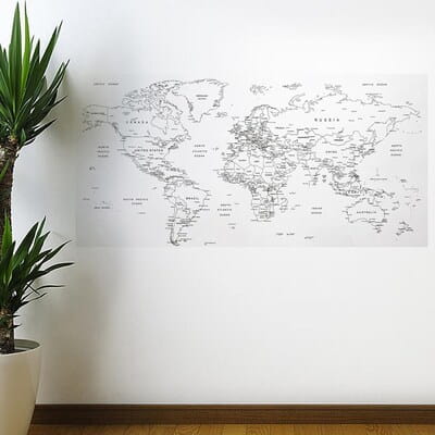 110x56 cm Yazılabilir Dünya Haritası Manyetik Duvar Stickerı