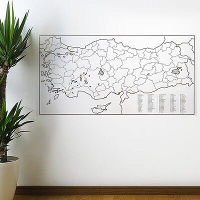 110x56 cm Yazılabilir Türkiye Haritası Manyetik Duvar Stickerı