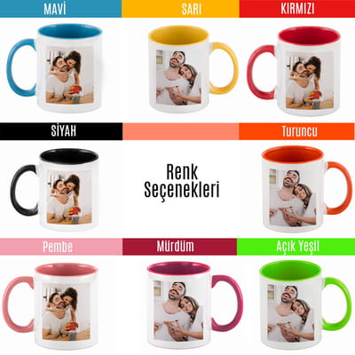 Fotoğraf Baskılı 2'li Renkli Kahve Kupa Seti