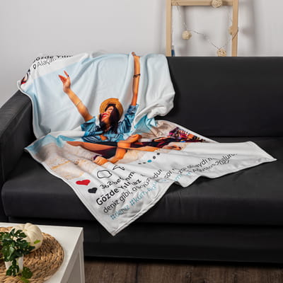 Instagram Tasarımlı Tv Battaniyesi Modeli- Tek Kişilik Battaniye