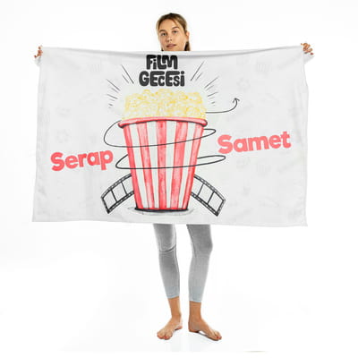 Popcorn Tasarımlı Kişiye Özel Tv Battaniyesi - Tek Kişilik Battaniye