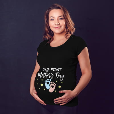 Anne Adaylarına İlk Anneler Günü Tasarımlı Hamile Tişörtü