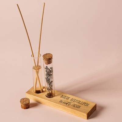 Hayellerin Çiçek Açsın Mottolu Dekoratif Set - Bambu Oda Kokusu Şişesi