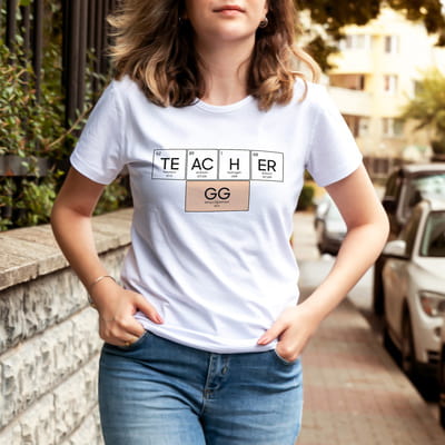 Öğretmene Hediye Kişiye Özel Periyodik Tablo Tasarımlı Tişört
