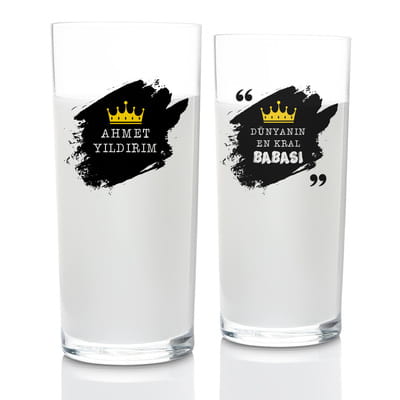 Babaya Kral Tacı Tasarımlı İsme Özel 2li Rakı Kadehi Seti