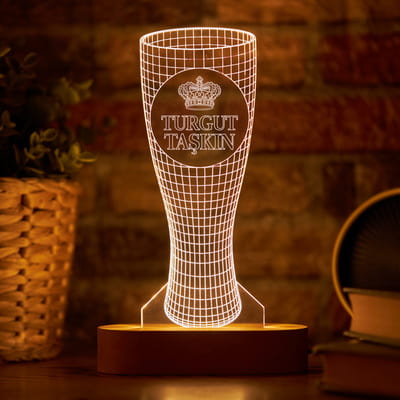 Bira Bardağı Tasarımlı İsme Özel 3D Led Lamba