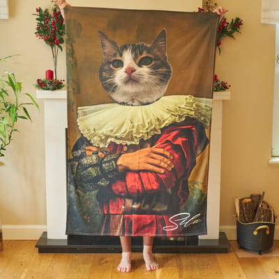 Kedi Portre Tasarımlı İsme Özel Evcil Hayvan Koltuk Örtüsü