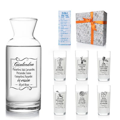 Rakı Bahaneleri Esprili 6'lı Rakı Kadehi & Karaf Seti