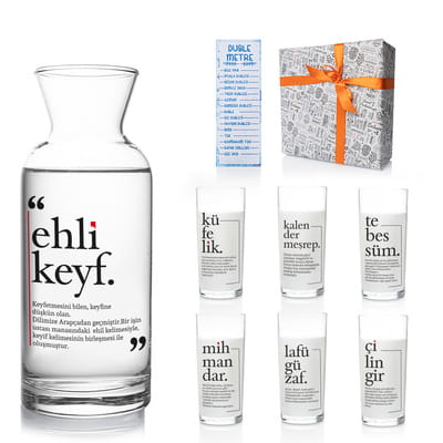 Rakı Kültürü Sözlüğü Tasarımlı 6'lı Rakı Kadehi Seti