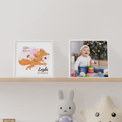 Bebek Odası Fotoğraflı ve İsimli 2li Yapışkan Çerçeve Seti