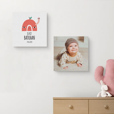 Bebek Odasına Özel İsim Ve Fotoğraf Özelleştirmeli 2'li Kanvas Tablo