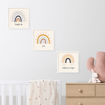 Bebek Odasına Özel Minimal Gökkuşağı Tasarımlı Çerçeve