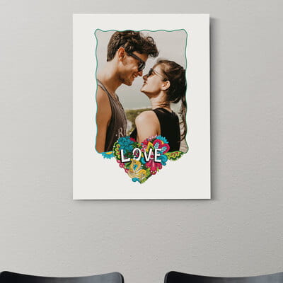 Çiftlere Özel Love Çerçeveli 30x40 Fotoğraflı Kanvas Tablo