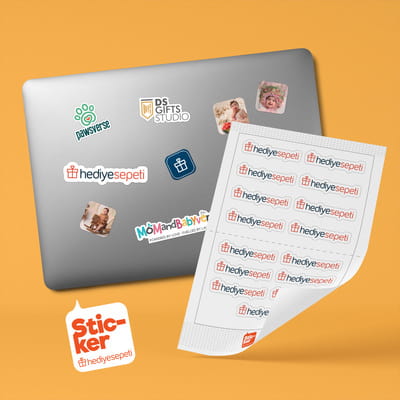 Özel Kesim Logo Baskılı 15 Adet Laptop Sticker Seti