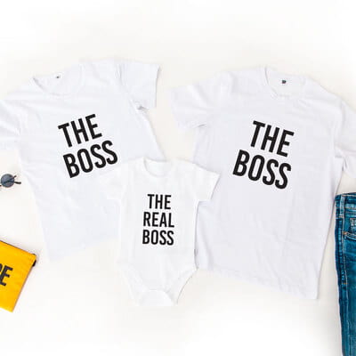 Yeni Anne & Babalara Özel The Boss Baskılı 3'lü Aile Kombini